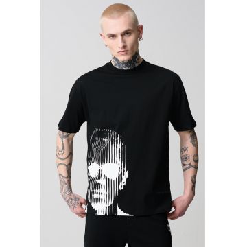 Tricou cu decolteu la baza gatului si imprimeu