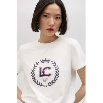 Tricou cu decolteu la baza gatului si logo