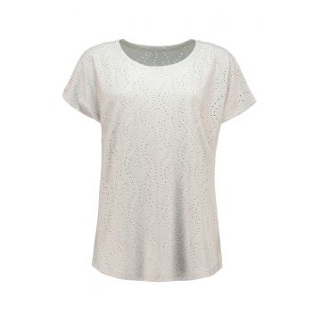 Tricou cu decolteu rotund si broderie