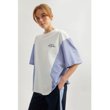 Tricou cu imprimeu si maneci cazute