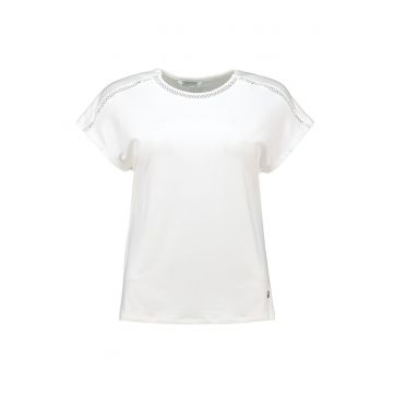 Tricou cu insertii de plasa - Alb murdar -