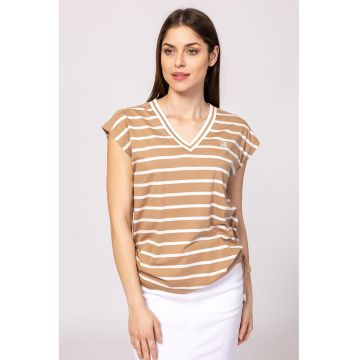 Tricou din amestec de modal cu decolteu in V Malky