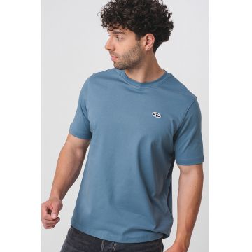 Tricou din bumbac cu decolteu la baza gatului