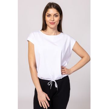 Tricou din bumbac cu decolteu rotund si terminatie ajustabila Morven