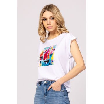 Tricou lejer din amestec de modal cu imprimeu Mona