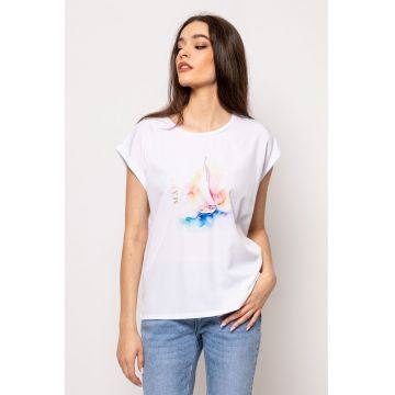 Tricou lejer din amestec de modal cu imprimeu Mona