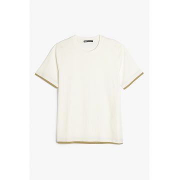 Tricou lejer din bumbac cu decolteu la baza gatului