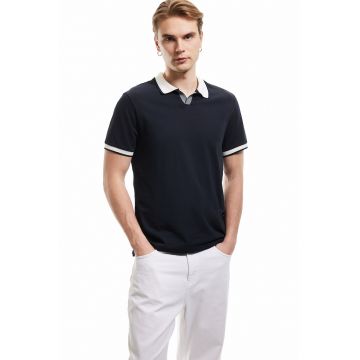 Tricou polo cu guler contrastant