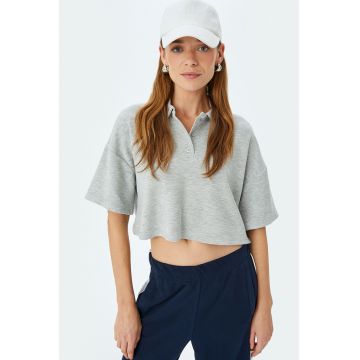 Tricou polo lejer crop