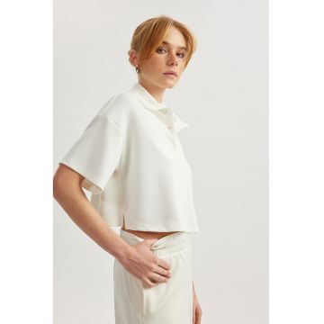 Tricou polo lejer crop