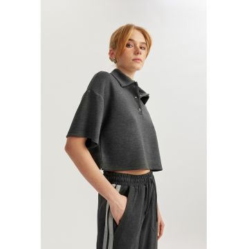 Tricou polo lejer crop