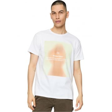 Tricou unisex cu decolteu la baza gatului si imprimeu