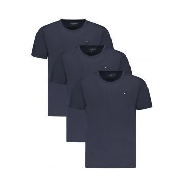 Set 3 tricouri barbati - cu mini logo - Regular fit - bleumarin