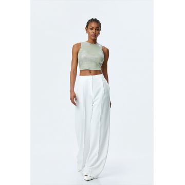 Top crop cu aspect stralucitor