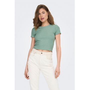 Tricou crop cu aspect striat