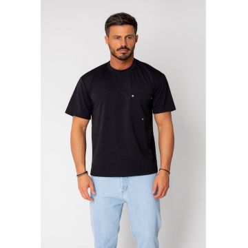 Tricou cu buzunar si capse Black 16047