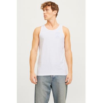 Tricou cu decolteu la baza gatului si detaliu cu imprimeu