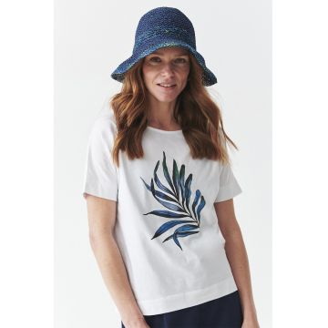 Tricou cu decolteu la baza gatului si imprimeu