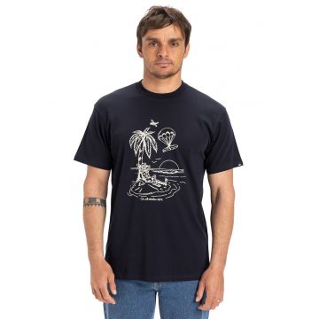 Tricou cu decolteu la baza gatului si imprimeu grafic