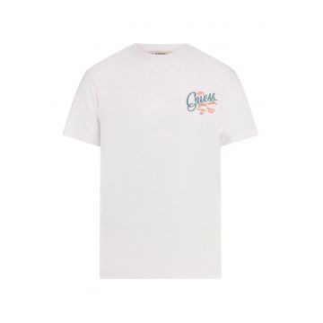 Tricou cu decolteu la baza gatului si imprimeu pe spate