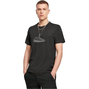 Tricou cu imprimeu grafic si decolteu la baza gatului
