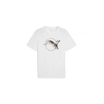 Tricou cu imprimeu logo si decolteu la baza gatului