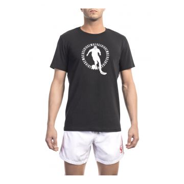 Tricou cu imprimeu si decolteu la baza gatului
