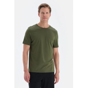 Tricou de bumbac cu decolteu la baza gatului