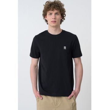 Tricou de bumbac cu decolteu la baza gatului