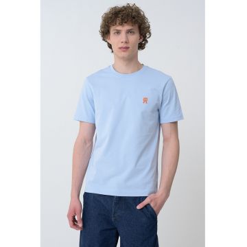 Tricou de bumbac cu decolteu la baza gatului