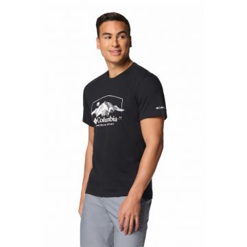Tricou de bumbac organic cu imprimeu grafic si logo Path Lake