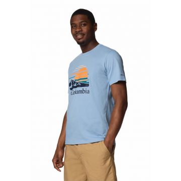 Tricou de bumbac organic cu imprimeu grafic si logo Path Lake