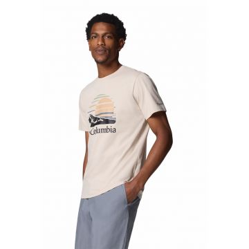 Tricou de bumbac organic cu imprimeu grafic si logo Path Lake