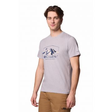 Tricou de bumbac organic cu imprimeu grafic si logo Path Lake