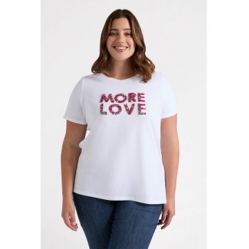 Tricou din amestec de bumbac cu model cu paiete
