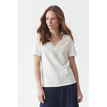 Tricou din amestec de modal cu decolteu in V