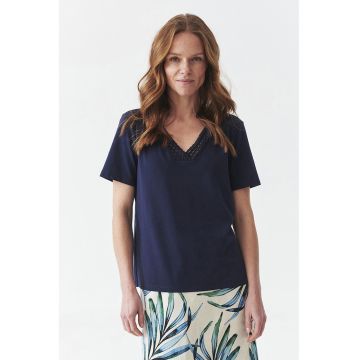 Tricou din amestec de modal cu decolteu in V