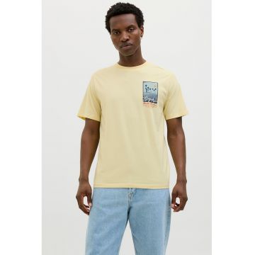 Tricou din bumbac cu detaliu cu imprimeu pe piept