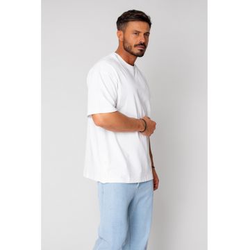 Tricou Oversized cu capse White 16075
