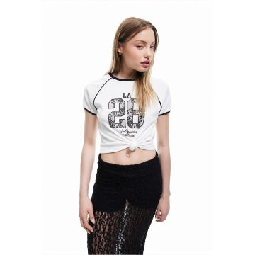 Tricou slim fit cu maneci raglan
