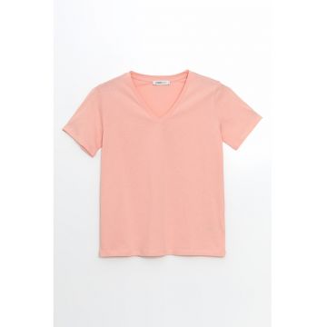 Tricou uni cu decolteu in V