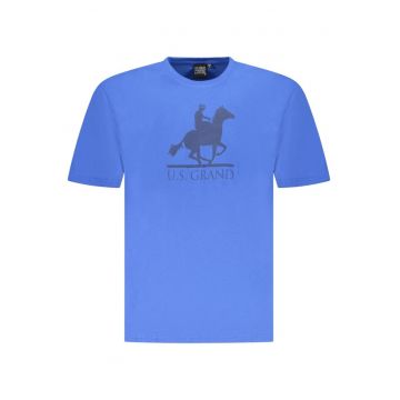 U.S. Grand POLO Tricou barbati cu imprimeu - cu decolteu la baza gatului - albastru deschis