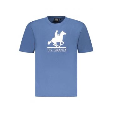 U.S. Grand POLO Tricou barbati cu imprimeu - cu decolteu la baza gatului - albastru oceanic