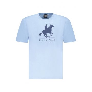 U.S. Grand POLO Tricou barbati cu imprimeu - cu decolteu la baza gatului - bleu
