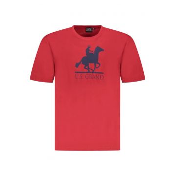 U.S. Grand POLO Tricou barbati cu imprimeu - cu decolteu la baza gatului - rosu