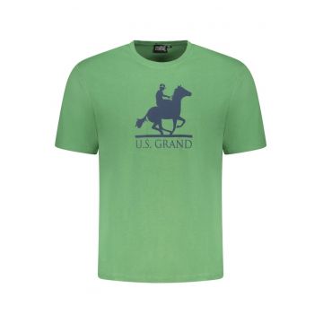 U.S. Grand POLO Tricou barbati cu imprimeu - cu decolteu la baza gatului - verde menta