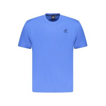 U.S. Grand POLO Tricou barbati simplu din bumbac cu logo brodat - albastru ocean