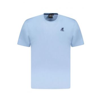 U.S. Grand POLO Tricou barbati simplu din bumbac cu logo brodat - bleu