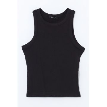 Top crop cu decolteu rotund