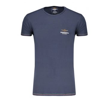 Tricou barbati - cu mini logo brodat - Regular Fit - Bleumarin